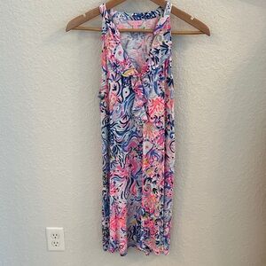 Lilly Pulitzer Sleeveless Printed V-Neck Summer Dress - Pink & Blue